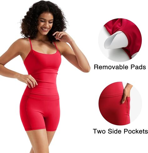 RXRXCOCO Cross Back Workout Sets for Women 2 Piece Padded Halter Tank Tops Hidden Scrunch Butt Booty Shorts with Pockets in Kuwait