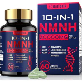 NMNH (Dihydronicotinamide Mononucleotide), 1000mg Per Serving NAD High Purity Supplement Alternative, 60 Capsules Gluten Free, Non-GMO, for Anti-Aging, Energy, Focus - 30 Servings