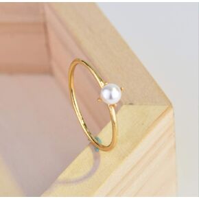 LRGKMCWTOB Women's 14k Yellow Gold Pearl Inlaid Pearl Ring Wedding Party Fashion Engagement Wedding Jewelry Size 6-10