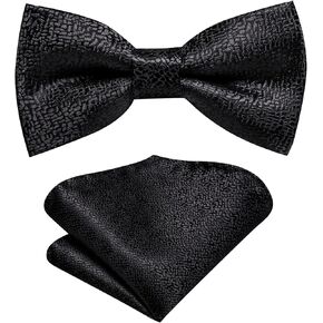 Hi-Tie Boy's Pre-tied Bow Ties with Handkerchief Adjustable Kids Bow Tie for Wedding Party