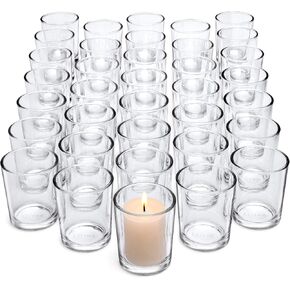 Letine 36Pcs Votive Candle Holders & 36Pcs Unscented Tea Candles-Tea Lights Candle Holder Glass,Glass Candle Holder with 4 Hour Long Burning for Valentines Day Decor,Wedding Centerpieces,Home Decor