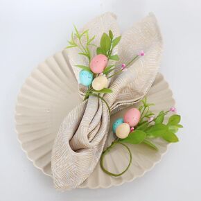 Christmas Red Berry Napkin Rings Set of 6,Cloth Napkin Holder for Table Setting, Rustic Farmhouse Pinecone Napkin Rings with Berries & Decor to Match Holiday Dinner Dining Table (Red&Green, 1.4inch)