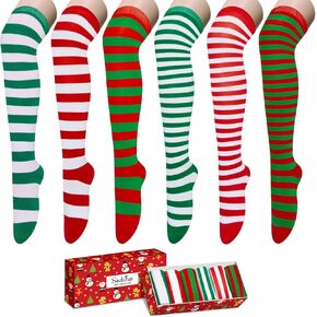 sockfun Striped Thigh High Socks Knee High Socks for Women Girls, Long Socks Over the Knee Socks