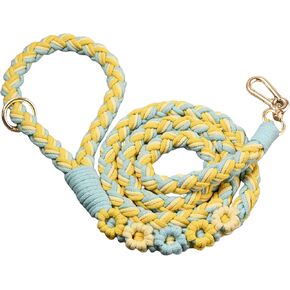 Handmade 5ft Braided Cotton Dog Leash with Unique Floral Handle, Durable and Stylish, Ideal for Small to Large Dogs, Rainbow Color in Kuwait