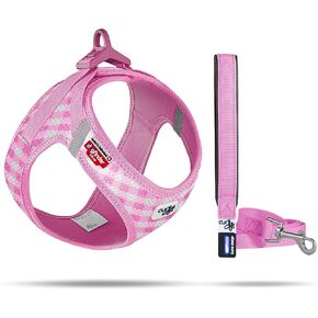 Vest Harness curli Clasp Air-Mesh Pink-Caro M & Leash L