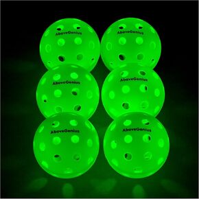 LED Light Up Pickleball Balls,6 Pack Outdoor Glow in The Dark Pickleball Balls,High Visibility and Long-Lasting for Nighttime Play