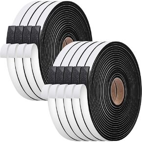Pangda Adhesive Foam Weather Stripping 1 Inch W x 1 Inch T, Air Conditioner Window Seal Insulation Foam Tape Self Adhesive High Resilience for Doors (Black,65feet)