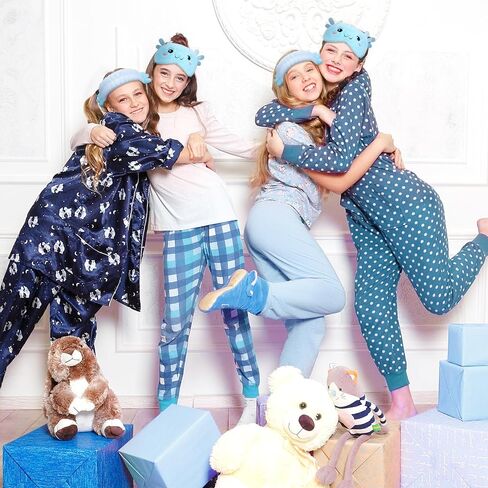 Kajaia 12 Pcs Axolotl Spa Headband and Eye Mask Set,Cute Soft Sleepover Party Favors,Pink Axolotl Skincare Headbands Plush Sleep Eye Mask for Single Women Spa Pajama Party Supply in Saudi Arabia