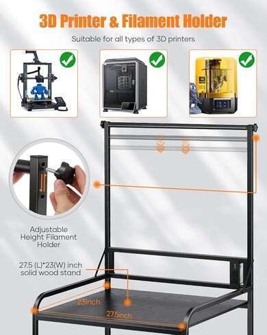 3D Printer Rack Filaments Storage - Rolling 3d Printing Stand Filament Organizer, Spools Holder Racks Cart with Wheels, Heavy Duty Shelf Hold Spool PLA, ABS, PETG for Garage Office Workshop in Saudi Arabia