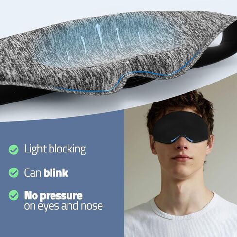 3D Sleeping Eye Mask Eye Covers Memory Foam Sleep Masks Airplane Light Blocking Blackout Blindfold Night Eye Mask for Sleeping Side Sleeper (Blue) in Saudi Arabia