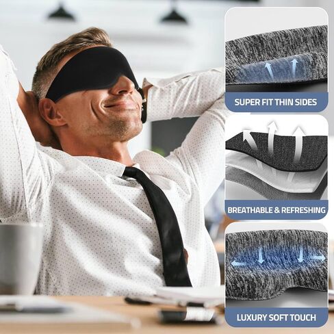 3D Sleeping Eye Mask Eye Covers Memory Foam Sleep Masks Airplane Light Blocking Blackout Blindfold Night Eye Mask for Sleeping Side Sleeper (Blue) in Saudi Arabia