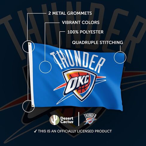 Desert Cactus Oklahoma City Thunder Flags Team NBA OKC National Basketball Association 100% Polyester Indoor Outdoor 3x5 feet Flags (Flag B) in Saudi Arabia