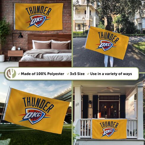 Desert Cactus Oklahoma City Thunder Flags Team NBA OKC National Basketball Association 100% Polyester Indoor Outdoor 3x5 feet Flags (Flag B) in Saudi Arabia