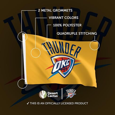 Desert Cactus Oklahoma City Thunder Flags Team NBA OKC National Basketball Association 100% Polyester Indoor Outdoor 3x5 feet Flags (Flag B) in Saudi Arabia