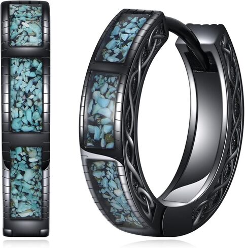 Viking Earrings/Triangle Celtic Viking Earrings 925 Sterling Silver Vintage Viking Rune Hoop Earrings Jewelry Gifts for Men Women in Kuwait