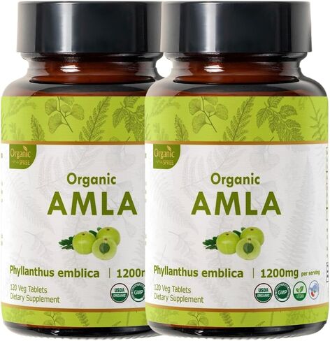 AMLA 120 Tablets | Indian Gooseberry (Amalaki) Phyllanthus emblica | Organic and Natural | Rich in Vitamin C, Antioxidants and Immune Support | Vegan and USDA Certified 120tab in Saudi Arabia