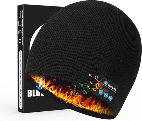 5.2 Bluetooth Beanie for Men & Women, Winter Knit Music Hat with Cordless Headphones, 24 Hour Play time, Built-in Microphone and HD Stereo Speakers, Unique Christmas Tech Gifts for Outdoor Homes in Saudi Arabia