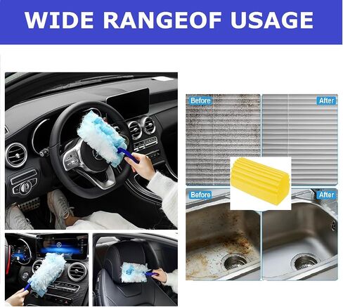 Disposable Dusters Refills, Heavy Duty Electrostatic Duster Head, Feather Dusters Refills Set for Swiffer Heavy Duty Refill(1 Extra Handle+20*Duster Refills+ 1*Blind Cleaner) in Saudi Arabia