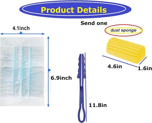Disposable Dusters Refills, Heavy Duty Electrostatic Duster Head, Feather Dusters Refills Set for Swiffer Heavy Duty Refill(1 Extra Handle+20*Duster Refills+ 1*Blind Cleaner) in Saudi Arabia