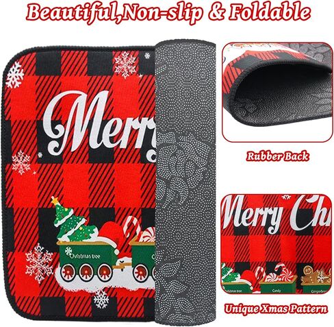 Christmas Kitchen Rugs and Mats Set of 2, Christmas Tree Gnomes Snowflake Decorations Merry Christmas Indoor Floor Mats, Xmas Winter Non-Slip Runner Rug for Bathroom Living Room in Saudi Arabia