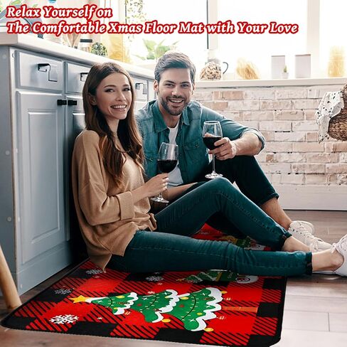 Christmas Kitchen Rugs and Mats Set of 2, Christmas Tree Gnomes Snowflake Decorations Merry Christmas Indoor Floor Mats, Xmas Winter Non-Slip Runner Rug for Bathroom Living Room in Saudi Arabia
