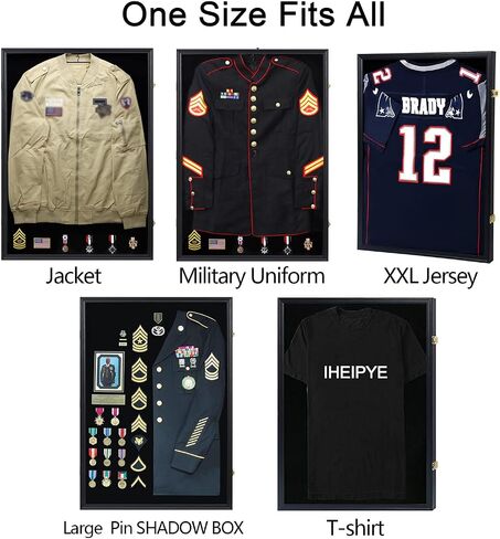 IHEIPYE Kids Jersey Frame Display Case Lockable, Sport Jersey Shadow Box with 98% UV Protection Acrylic and Hanger for Baseball Basketball Football Soccer and Uniform, Small-Black Linen in Saudi Arabia