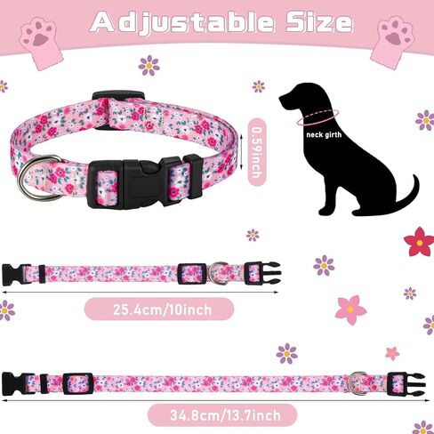 4 Pack Dog Collar Floral Breakaway Pet Collars Adjustable Spring and Summer Pet Collar Floral Dog Collar for Pet Dog Puppy Summer Decoration (Large) in Kuwait