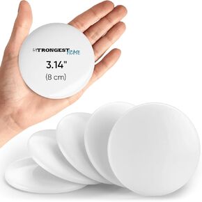 Strongest Wall Door Handle Stopper 5" Set of 3 Pieces White Rubber Door Knob, Round Wall Shield Cushion. Quiet Wall Protector for Door Handle Guard Door Bumper Wall Protector Silencer Self Adhesive