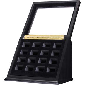 Championship Ring Display Case Sports Ring Storage Box Wooden Black Velvet Lining