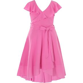 Flofallzique Summer Girls Party Dress Chiffon Kid Wedding Graduation Dreess with Ruffle V Neck