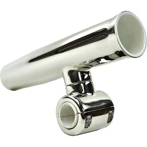 MARINE CITY 304 Stainless Steel Clamp-on Adjustable Fishing Rod Holder - Fits 1 to 7/8 Inch Rails - Ideal for Marines, Boats, Ships, Yachts (4 Pcs)