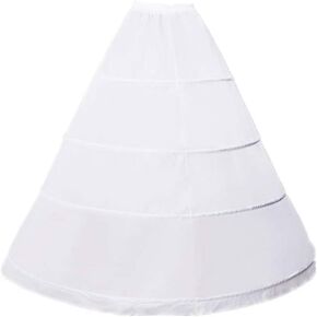 BBSET Women's 4 Hoop Skirt Crinoline Petticoat White Sheer Tulle Underskirt A-Line Floor Length Half Slips for Women Full Gown Wedding Bridal Dress