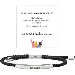 Be Kind of a Bitch Tube Bracelet, Adjustable Braided Rope Handmade Engraved Inspirational Bracelet Stainless Steel Best Bitches Motivational Tube Bracelet Inspirational Gifts for Women Girls in Kuwait