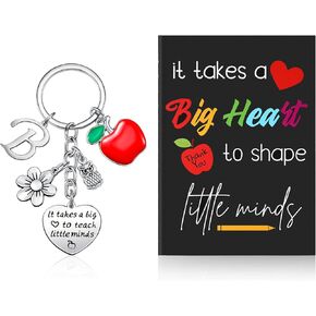 Yinkin Teacher Appreciation Gift Set Teacher Keychain Inspirational Teacher Notebook for Women Teacher Initial Keychain(Initial M Style) in Kuwait