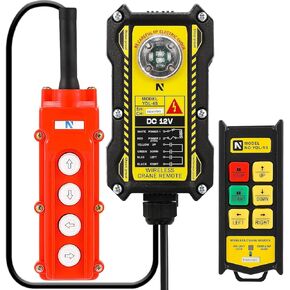 NEWTRY 2 in 1 Crane Remote, 12V Wireless Crane Remote Wire Dump Trailer Remote Control Industrial Crane Controller Hoist Truck Crane Up-Down Switch Control Station