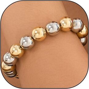 FUTIMELY Chunky Bead Bracelets,Delicate Punk Plated Gold Exaggerated Metal Stretch Bangles,Charming Valentine's Day Jewelry Gift for Women in Saudi Arabia