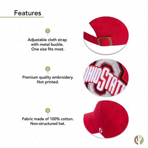 Desert Cactus The Ohio State University Baseball Hat OSU Buckeyes Brimmed Embroirderd Hats Cap Adjustable Cloth Strap Adult (Style M1) White in Saudi Arabia