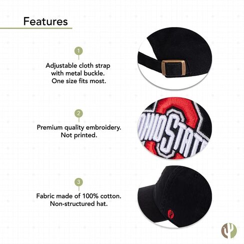 Desert Cactus The Ohio State University Baseball Hat OSU Buckeyes Brimmed Embroirderd Hats Cap Adjustable Cloth Strap Adult (Style M1) White in Saudi Arabia