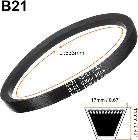 Uxcell قطعتان B43 1/4 حزام مطاطي على شكل حرف V، حزام على شكل حرف B مقاس 46 بوصة محيط خارجي × 0.67 بوصة عرض × 0.43 بوصة سمك، حزام نقل الطاقة الصناعي، أسود in Saudi Arabia