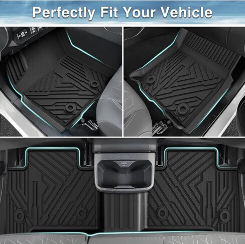 Cargo Liner Floor Mats for Honda HR-V 2023-2025, All Weather Trunk Mat Backrest Mat and 2 Row Floor Liners Set Black in Kuwait