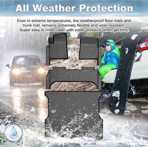 Cargo Liner Floor Mats for Honda HR-V 2023-2025, All Weather Trunk Mat Backrest Mat and 2 Row Floor Liners Set Black in Kuwait