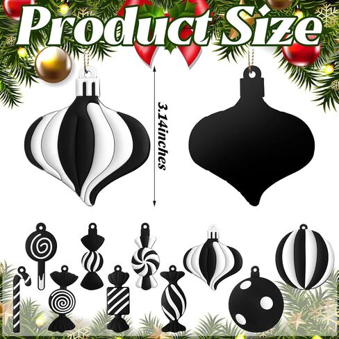 Panelee 48 Pcs Christmas Tree Ornaments PVC Xmas Candy Cane Lollipop Ornament Christmas Hanging Decors Birthday Party Decoration Crafts for Holiday Xmas Tree Party (Cute Style) in Kuwait