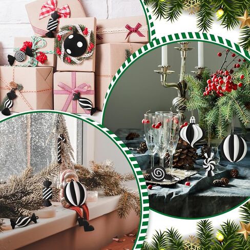 Panelee 48 Pcs Christmas Tree Ornaments PVC Xmas Candy Cane Lollipop Ornament Christmas Hanging Decors Birthday Party Decoration Crafts for Holiday Xmas Tree Party (Cute Style) in Kuwait