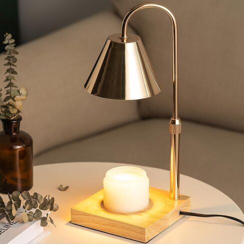 Black Dimmable Candle Warmer Lamp, Adjustable Height, Timer, Wooden Base, for Scented Wax with 2 Bulbs in Kuwait