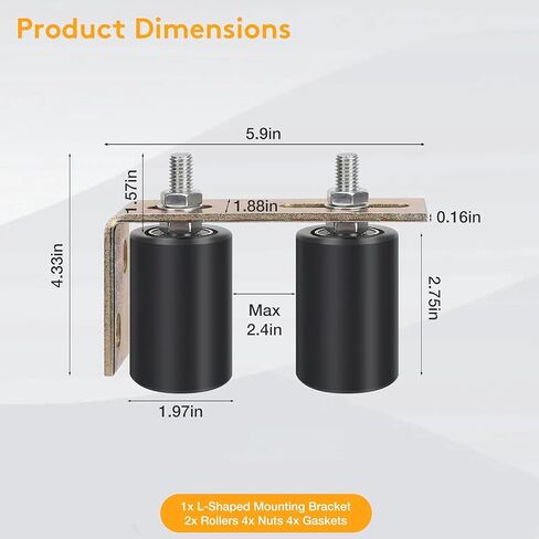 Gate Roller Guide,Sliding Gate Hardware with L-Sliding Gate Brackets,Sliding Gate Kit,2-3/4" Universal Adjustable Heavy Duty Sliding Gate Rollers,Rolling Gate Hardware Kit in Saudi Arabia