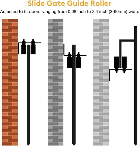 Gate Roller Guide,Sliding Gate Hardware with L-Sliding Gate Brackets,Sliding Gate Kit,2-3/4" Universal Adjustable Heavy Duty Sliding Gate Rollers,Rolling Gate Hardware Kit in Saudi Arabia