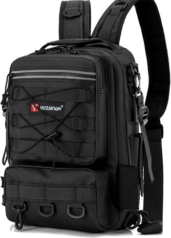 Fishing Backpack Tackle Sling Bag - with 2 Rod Holder - Storage Tackle Box, Fishing Gear, Fly Fishing Gifts, Grey in Saudi Arabia