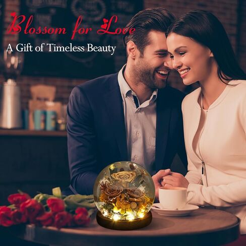 Gifts for Wome, Mom, Grandma, Wife, Preserved Rose Flowers in Glass Dome for Birthday Gifts, Christmas, Valentines, Anniversary, Wedding, Thanksgiving, Mothers Day, with LED Light (Red) in Saudi Arabia