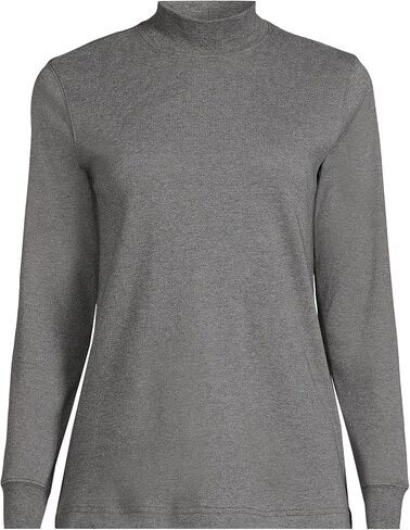 Lands' End Women Long Sleeve Relaxed Cotton Mock White Regular X-Large in Saudi Arabia