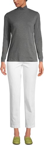 Lands' End Women Long Sleeve Relaxed Cotton Mock White Regular X-Large in Saudi Arabia